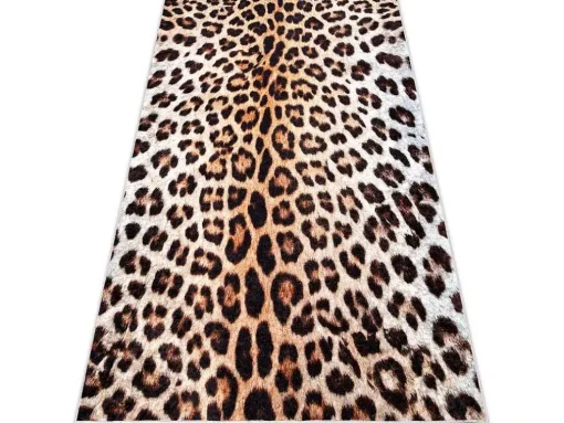 Miro 51568.804 Tapijt Wasbaar Luipaardpatroon Antislip - Creme / Bruin 120X170 Cm