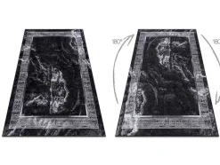 Miro 51278.810 Tapijt Wasbaar Marmer, Grieks Antislip - Zwart / Wit 140X190 Cm