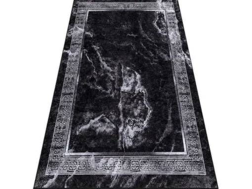 Miro 51278.810 Tapijt Wasbaar Marmer, Grieks Antislip - Zwart / Wit 140X190 Cm