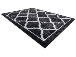 Miro 51639.806 Tapijt Wasbaar Trellis Geruite Antislip - Zwart 200X290 Cm
