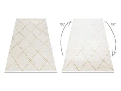 Modern Tapijt Duke 51245 Creme / Goud - Latwerk, Gestructureerd, Zeer 140X190 Cm