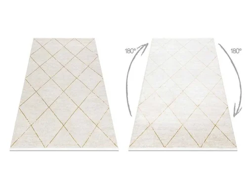 Modern Tapijt Duke 51245 Creme / Goud - Latwerk, Gestructureerd, Zeer 140X190 Cm
