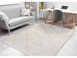 Modern Tapijt Duke 51245 Creme / Goud - Latwerk, Gestructureerd, Zeer 140X190 Cm