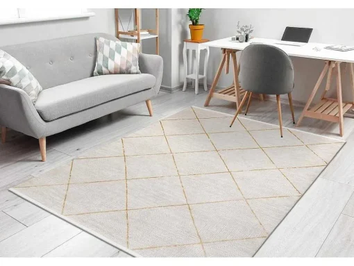Modern Tapijt Duke 51245 Creme / Goud - Latwerk, Gestructureerd, Zeer 140X190 Cm
