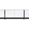 Modern Tv-Meubel 190Cm Met 3 Deuren En 2 Lades - Glanzend Wit & Zwart
