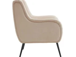 Moderne Loungestoel - Enkele Bank Met Armleuningen - Metalen Poten - Beige