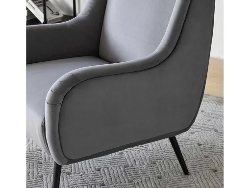 Moderne Loungestoel - Enkele Bank Met Armleuningen - Metalen Poten - Grijs