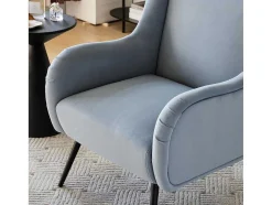 Moderne Loungestoel - Enkele Bank Met Armleuningen - Metalen Poten - Hemelsblauw