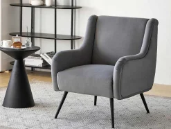 Moderne Loungestoel - Enkele Bank Met Armleuningen - Metalen Poten - Grijs
