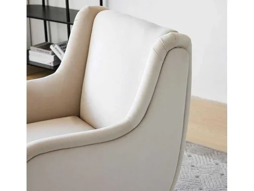 Moderne Loungestoel - Enkele Bank Met Armleuningen - Metalen Poten - Beige