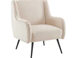 Moderne Loungestoel - Enkele Bank Met Armleuningen - Metalen Poten - Beige