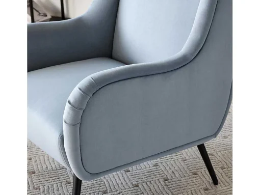 Moderne Loungestoel - Enkele Bank Met Armleuningen - Metalen Poten - Hemelsblauw