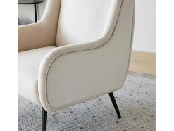 Moderne Loungestoel - Enkele Bank Met Armleuningen - Metalen Poten - Beige