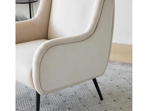 Moderne Loungestoel - Enkele Bank Met Armleuningen - Metalen Poten - Beige
