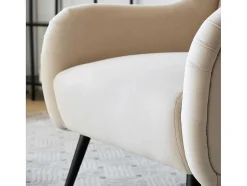 Moderne Loungestoel - Enkele Bank Met Armleuningen - Metalen Poten - Beige