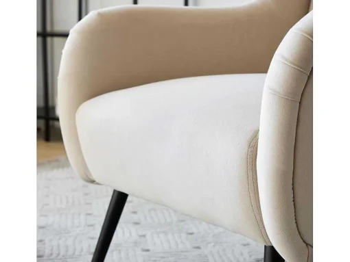 Moderne Loungestoel - Enkele Bank Met Armleuningen - Metalen Poten - Beige