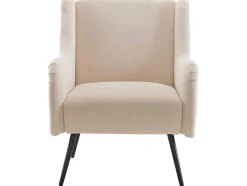 Moderne Loungestoel - Enkele Bank Met Armleuningen - Metalen Poten - Beige