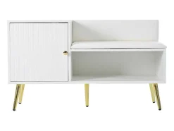 Moderne Schoenenbank Met 3 Deuren En Kussen - Metalen Poten En Handgrepen - Kleur Wit - 100 X 38 X 58 Cm