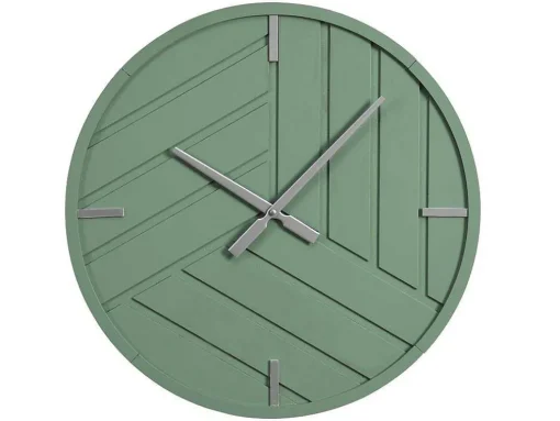Moderne Wandklok - D. 50 Cm - Groen En Zilverkleurig - Herti
