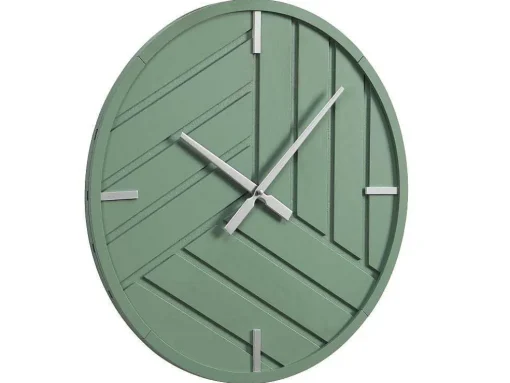 Moderne Wandklok - D. 50 Cm - Groen En Zilverkleurig - Herti