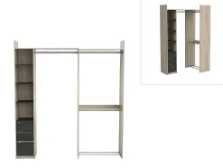 Moduleerbare Kleerkast Hoek Of Recht - L200 Cm - Kleur: Naturel En Zwart - Emilyo
