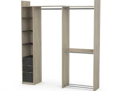 Moduleerbare Kleerkast Hoek Of Recht - L200 Cm - Kleur: Naturel En Zwart - Emilyo