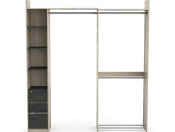 Moduleerbare Kleerkast Hoek Of Recht - L200 Cm - Kleur: Naturel En Zwart - Emilyo