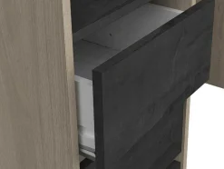 Moduleerbare Kleerkast Hoek Of Recht - L200 Cm - Kleur: Naturel En Zwart - Emilyo