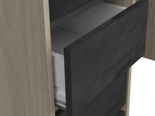 Moduleerbare Kleerkast Hoek Of Recht - L200 Cm - Kleur: Naturel En Zwart - Emilyo