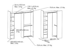 Moduleerbare Kleerkast Hoek Of Recht - L200 Cm - Kleur: Naturel En Zwart - Emilyo