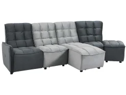 Moduleerbare Relaxhoekbank Van Fluweel - Lichtgrijs En Antraciet - Alford