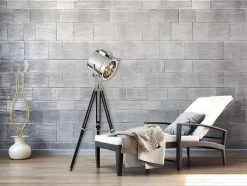Movie Vloerlamp, Zilver, Zwart, 45X45X175 Cm, Epikasa