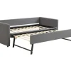Multifunctioneel Onderschuifbed Met Opklapbed - 90X200 Cm - Linnen Stof - Grijs