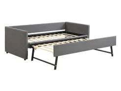Multifunctioneel Onderschuifbed Met Opklapbed - 90X200 Cm - Linnen Stof - Grijs