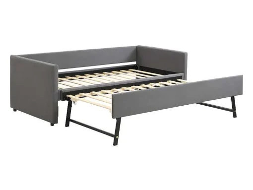 Multifunctioneel Onderschuifbed Met Opklapbed - 90X200 Cm - Linnen Stof - Grijs