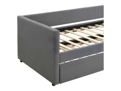 Multifunctioneel Onderschuifbed Met Opklapbed - 90X200 Cm - Linnen Stof - Grijs