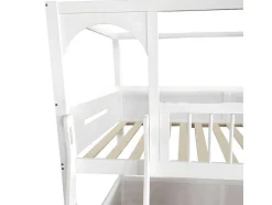 Multifunctioneel Stapelbed Voor Kinderen - Met Ladder En Glijbaan - 2X90X200Cm - Massief Hout - Wit