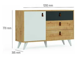 Multifunctionele Kast Pera - Eik - 120X36,5X77 Cm - Epikasa