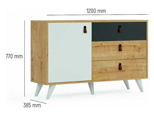 Multifunctionele Kast Pera - Eik - 120X36,5X77 Cm - Epikasa