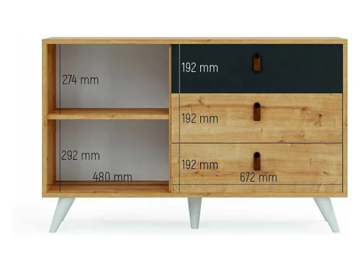 Multifunctionele Kast Pera - Eik - 120X36,5X77 Cm - Epikasa