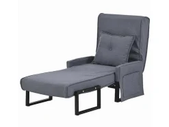 Multifunctionele Ligstoel Met Kussen - Om Te Bouwen Tot Fauteuil - Linnen Stof - Grijs