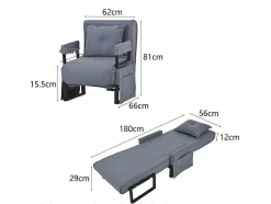 Multifunctionele Ligstoel Met Kussen - Om Te Bouwen Tot Fauteuil - Linnen Stof - Grijs