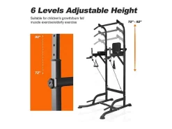 Multifunctionele Power Tower Dip Station Optrekstang Met Verstelbare Hoogte