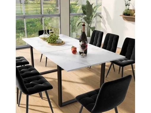Multifunctionele Uitschuifbare Eettafel - Industriele Stijl - Wit