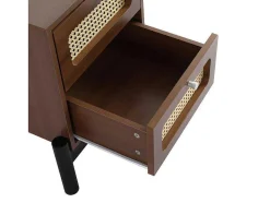 Nachtkastje - 2 Pvc Rotan Lades Met Zwarte Poten - Bruin