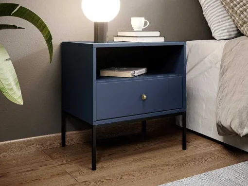 Nachtkastje Bogdan - 1 Lade En 1 Nis - Blauw