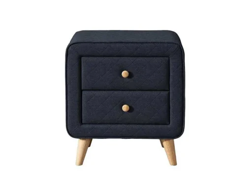 Nachtkastje Elide - Scandinavisch - 2 Laden - Blauwe Stof