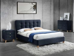 Nachtkastje Elide - Scandinavisch - 2 Laden - Blauwe Stof