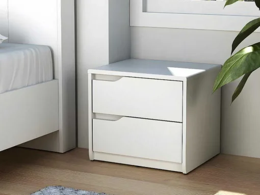 Nachtkastje Lucille Ii - 2 Lades - Mdf - Wit