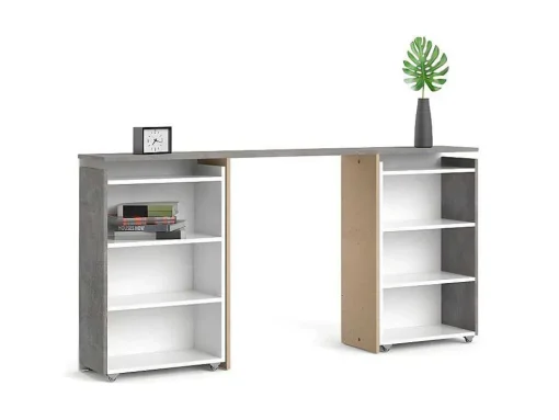 Nada Hoofdbord Met Opbergruimte 160 Cm, Betondecor/Wit Hoogglans.